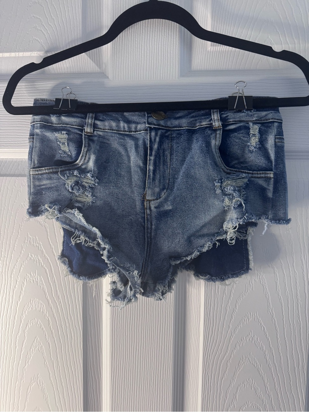 Blue Distressed Denim Shorts